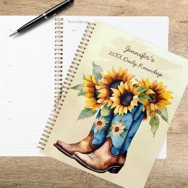 Landelijke Western Cowboylaarzen & Zonnebloemen Planner