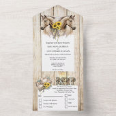 Landelijke western waterverf paard zonnebloem all in one uitnodiging (Binnen)