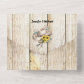 Landelijke western waterverf paard zonnebloem all in one uitnodiging (Achterkant)