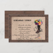 Landelijke Westerne Babed Wire Wedding Rehearings Kaart (Voorkant / Achterkant)