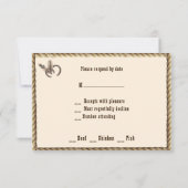 Landelijke Westerne bruiloft Roses Feathers Rope RSVP Kaartje (Achterkant)
