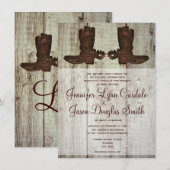 Landelijke Westerne Cowboy Boots Wedding Invitatio Kaart (Voorkant / Achterkant)