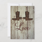 Landelijke Westerne Cowboy Boots Wedding Invitatio Kaart (Achterkant)