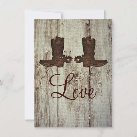 Landelijke Westerne Cowboy Boots Wedding Invitatio Kaart (Achterkant)