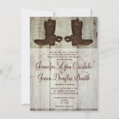 Landelijke Westerne Cowboy Boots Wedding Invitatio Kaart (Voorkant)