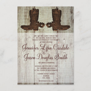 Landelijke Westerne Cowboy Boots Wedding Invitatio Kaart
