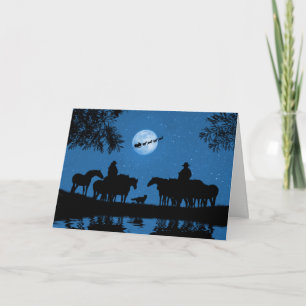 Landelijke Westerne Cowboy Cowgirl kerstfeestdag Kaart