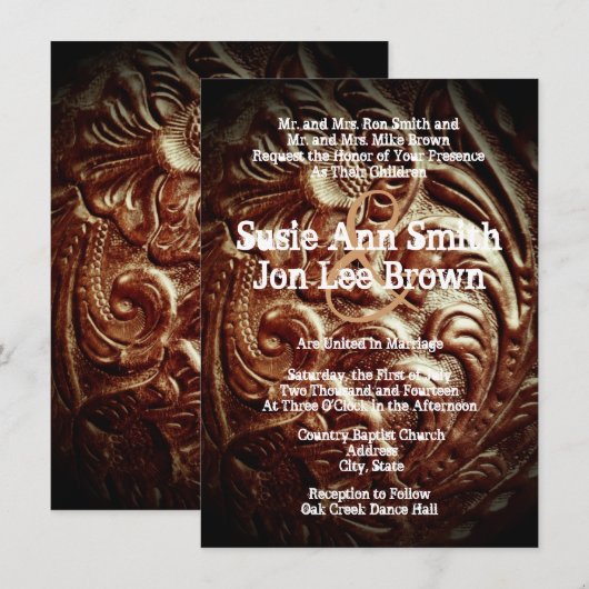 Landelijke Westerne Cowboy Wedding Invitations Kaart (Voorkant / Achterkant)