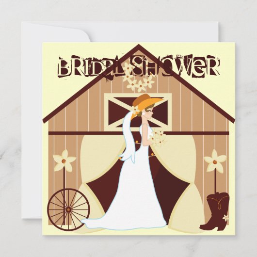 Landelijke Westerne Cowgirl Bridal Shower-uitnodig Kaart (Voorkant)
