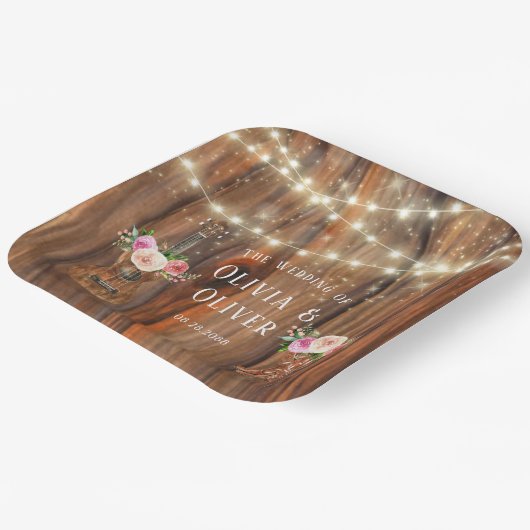 Landelijke Westerne Hout Licht Violin Weddenschap Papieren Bordje (Gebogen)