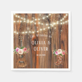 Landelijke Westerne Hout Licht Violin Weddenschap Servet