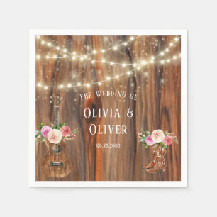 Landelijke Westerne Hout Licht Violin Weddenschap Servet