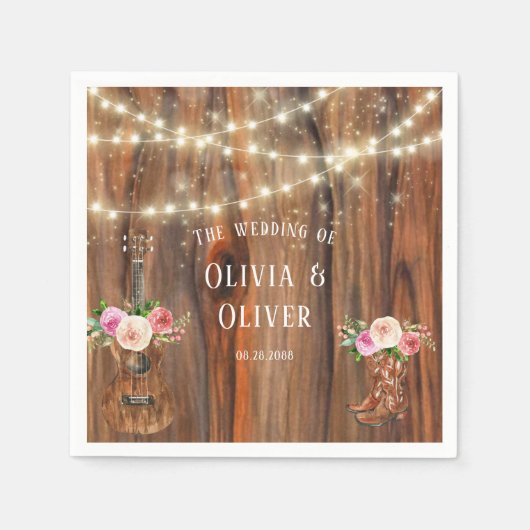Landelijke Westerne Hout Licht Violin Weddenschap Servet (Voorkant)