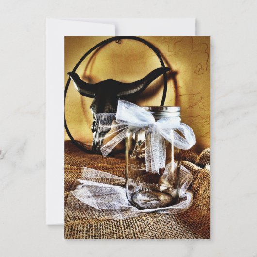 Landelijke Westerne Mason Jar Wedding-uitnodiginge Kaart (Achterkant)