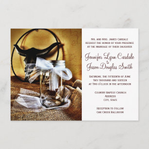 Landelijke Westerne Mason Jar Wedding-uitnodiginge Kaart