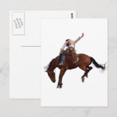 Landelijke Westerne paarderugleiding Rodeo Cowboy Briefkaart (Voorkant / Achterkant)