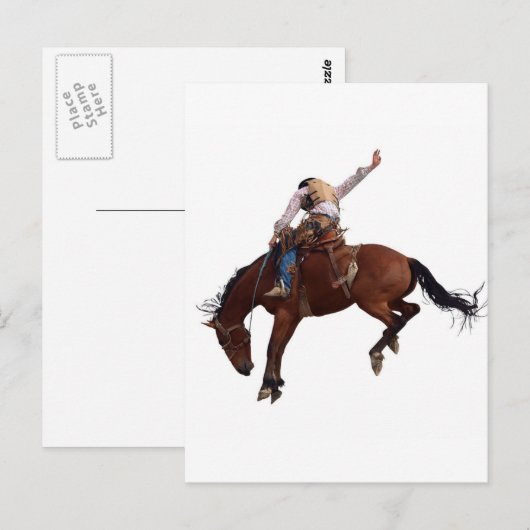 Landelijke Westerne paarderugleiding Rodeo Cowboy Briefkaart (Voorkant / Achterkant)