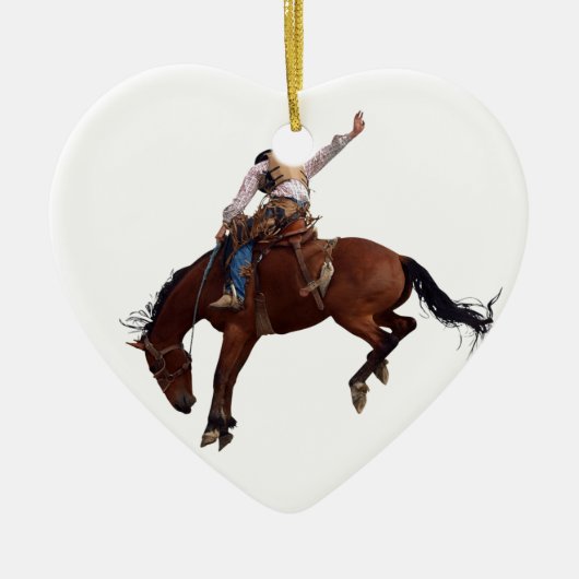 Landelijke Westerne paarderugleiding Rodeo Cowboy Keramisch Ornament (Voorkant)