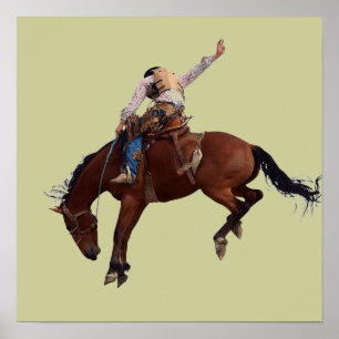 Landelijke Westerne paarderugleiding Rodeo Cowboy Poster