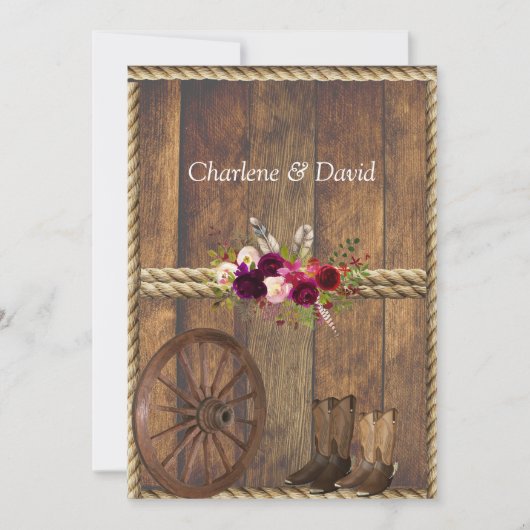 Landelijke Westerne Roodrozen Rope Kaart (Voorkant)