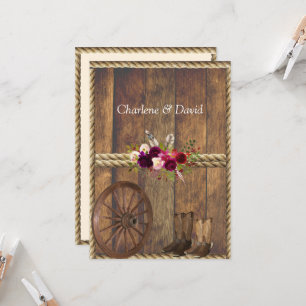 Landelijke Westerne Roodrozen Rope Kaart