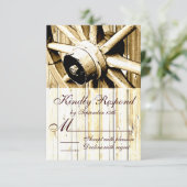 Landelijke Westerne Wagon Wheel Weddenschap RSVP-k RSVP Kaartje (Staand voorkant)