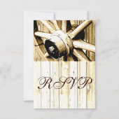 Landelijke Westerne Wagon Wheel Weddenschap RSVP-k RSVP Kaartje (Achterkant)