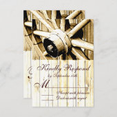 Landelijke Westerne Wagon Wheel Weddenschap RSVP-k RSVP Kaartje (Voorkant / Achterkant)