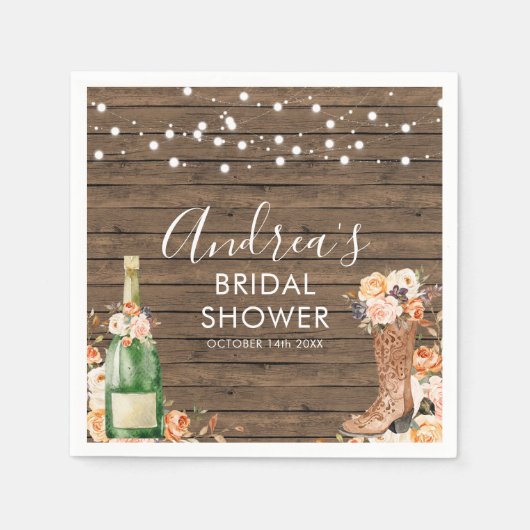 Landelijke westernlaarzen en bubbelig papieren ser servet (Voorkant)