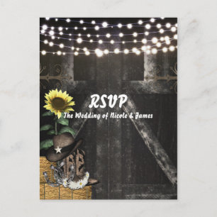 Landelijke Westerse Boerenbruiloft RSVP Kaart