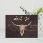 Landelijke Westerse Bruine Stier Schedel Trouw Lan Bedankkaart (Staand voorkant)