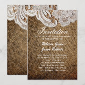 landelijke westerse country bruiloft jute en kant kaart (Voorkant / Achterkant)