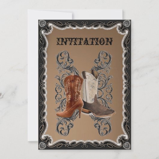 Landelijke westerse cowboy bruiloft kaart (Voorkant)