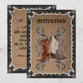 Landelijke westerse cowboy bruiloft kaart (Voorkant / Achterkant)