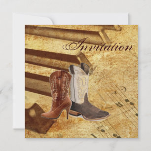 Landelijke westerse cowboy bruiloft kaart