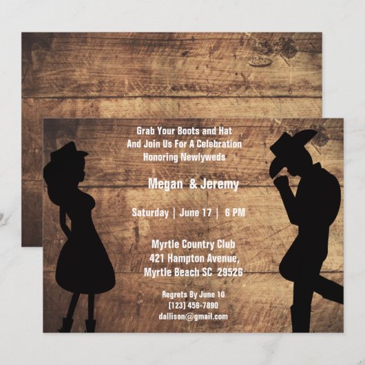 Landelijke Westerse Koppel Thema Ontvangst    Kaart (Voorkant / Achterkant)