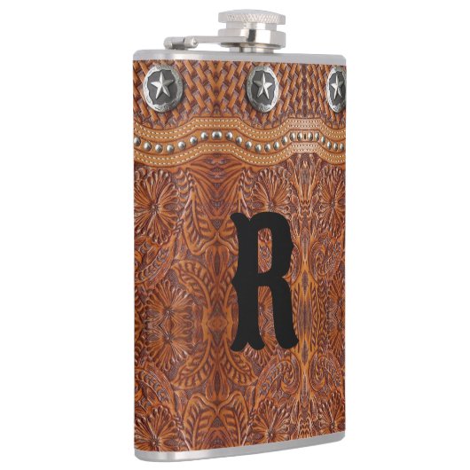 Landelijke Westerse Land Monogram Beginletter Brui Heupfles (Rechts)