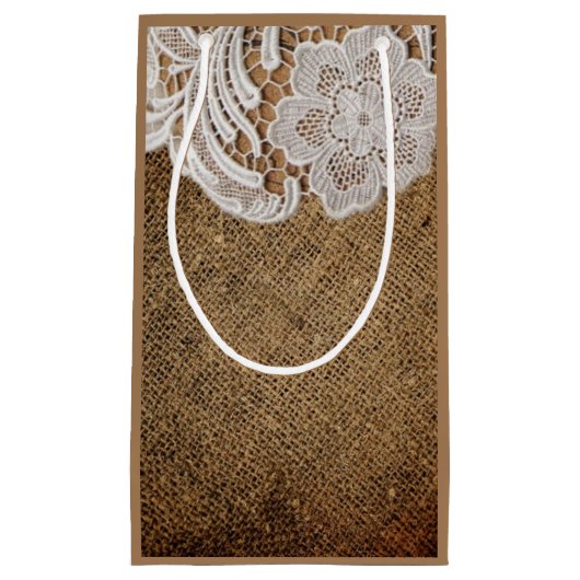 landelijke westerse landelijke trouwdag jute en ka klein cadeauzakje (Voorkant)