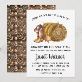Landelijke Westerse Rodeo Cowboy Baby Shower Uitno Kaart