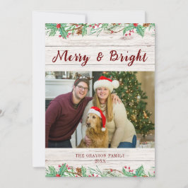 Landelijke Westerse Schuur houten Foto Platte Kers Feestdagenkaart