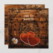 Landelijke Westerse Schuur Houten Hoefijzer Huweli Kaart (Voorkant / Achterkant)