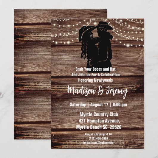 Landelijke westerse silhouet lichtslingers schuur kaart (Voorkant / Achterkant)