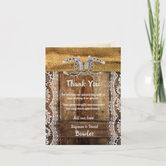 Landelijke Westerse Trouw Dankkaart Bedankkaart (Voorkant)