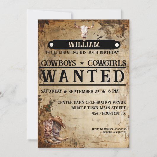 Landelijke Westerse Uitnodiging Verjaardag (Voorkant)