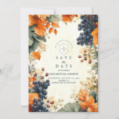 Landelijke wijngaard herfst bruiloft save the date (Voorkant)