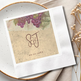 Landelijke Wijngaard Huwelijk Elegante Monogram Be Servet