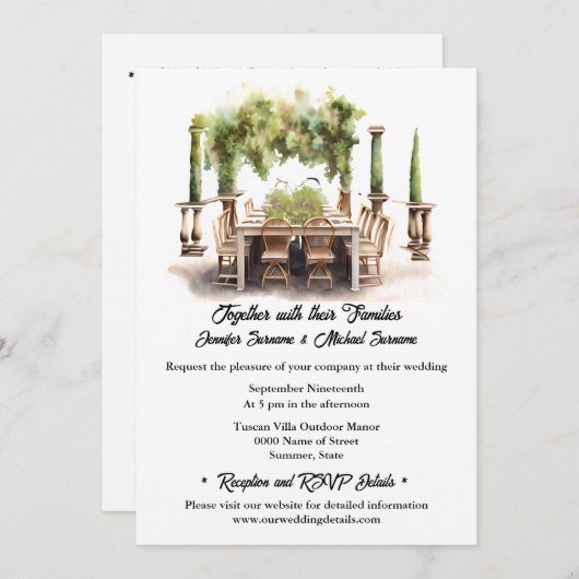 Landelijke wijngaard waterverf al fresco wijnmaker kaart (Voorkant / Achterkant)