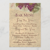 Landelijke wijnland bruiloft drankjes bar menu (Voorkant)