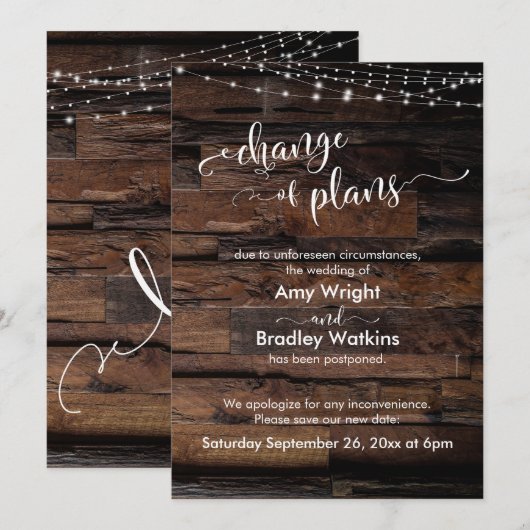 Landelijke wijziging van plannen Uitgestelde trouw Kaart (Voorkant / Achterkant)