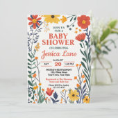 Landelijke wilde bloem baby shower uitnodiging (Staand voorkant)